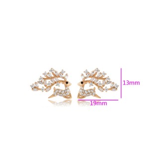 Smalki apzeltīti auskari  ar baltiem cirkoniem, 18 karātu zelta pārklājums